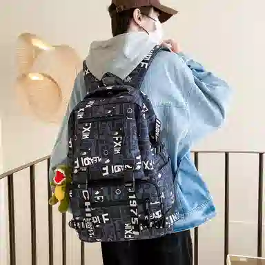 行途 百搭轻便休闲简约大容量 尼龙 双肩包 男女同款情侣款 黑色/深蓝色/宝蓝色/绿色