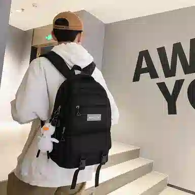 行途 大容量时尚潮流休闲简约 尼龙 双肩包 男女同款情侣款 黑色/白色/紫色/灰色