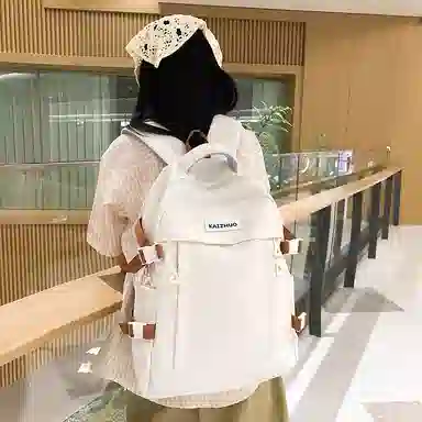 行途 潮流背包学生书包韩版时尚百搭简约 尼龙 双肩包 常规 男女同款情侣款 黑色/白色/绿色/卡其色