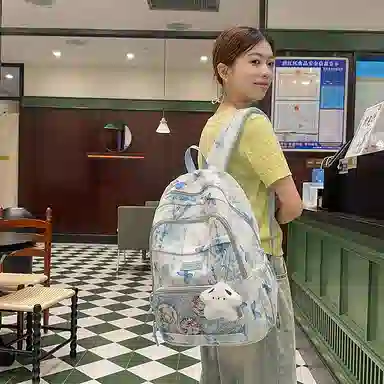 行途 新中式国风简约 条绒 双肩包 男女同款情侣款 灰色/粉色/卡其色/黄色/蓝色/绿色