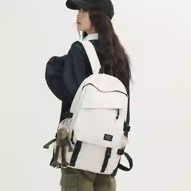 行途 潮牌时尚大学生日系旅行背包韩版百搭初高中生书包 尼龙 双肩包 常规 男女同款情侣款 黑色/白色/红色/灰色