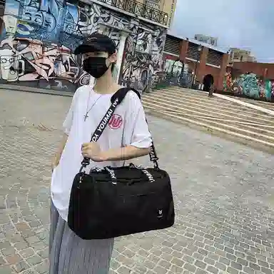 行途 旅行包干湿分离运动瑜伽包独立鞋仓大容量短途旅行训练包 牛津布 健身包 中号 男女同款情侣款 黑色/灰色/砖红色/绿色/蓝色/粉色