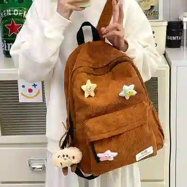 行途 学院风可爱休闲 条绒 双肩包 常规 男女同款情侣款 多色