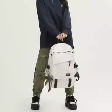 行途 潮牌时尚大学生日系旅行背包韩版百搭初高中生书包 尼龙 双肩包 常规 男女同款情侣款 黑色/白色/红色/灰色