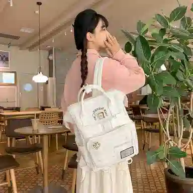 行途 百搭学院风高颜值 尼龙 双肩包 常规 女款 黑色/白色/黄色