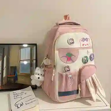 行途 多巴胺撞色甜美大容量 尼龙 双肩包 男女同款情侣款 多色