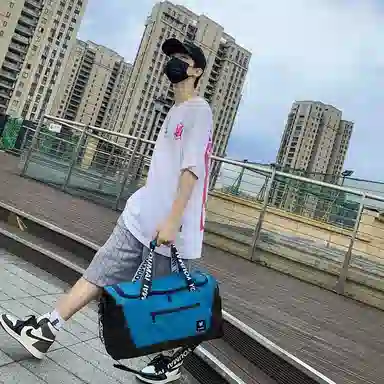 行途 旅行包干湿分离运动瑜伽包独立鞋仓大容量短途旅行训练包 牛津布 健身包 中号 男女同款情侣款 黑色/灰色/砖红色/绿色/蓝色/粉色