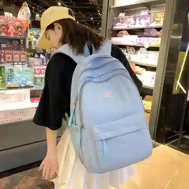 行途 大学生百搭日系高中生韩版中学生少年感 女款 尼龙 双肩包 黑色/蓝色/白色/紫色