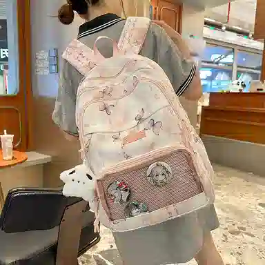 行途 新中式国风简约 条绒 双肩包 男女同款情侣款 灰色/粉色/卡其色/黄色/蓝色/绿色