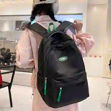 行途 大学生百搭日系高中生韩版中学生少年感 女款 尼龙 双肩包 黑色/蓝色/白色/紫色