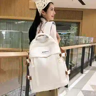 行途 潮流背包学生书包韩版时尚百搭简约 尼龙 双肩包 常规 男女同款情侣款 黑色/白色/绿色/卡其色