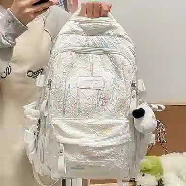 行途 大容量时尚双肩包休闲百搭尼龙男女背包高中生校园学生 多色