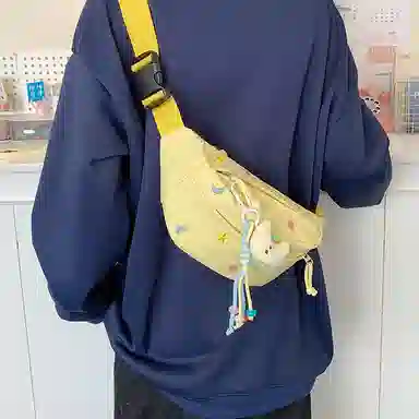 行途 可爱卡通休闲运动斜挎包轻便旅行胸前防水 帆布 帆布包腰包 女款 多色