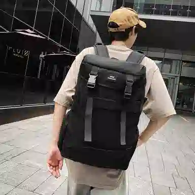 行途 简约休闲大容量 尼龙 双肩包 男女同款情侣款 黑色/酒红色/白色