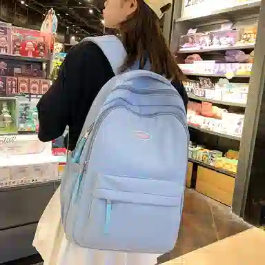 行途 大学生百搭日系高中生韩版中学生少年感 女款 尼龙 双肩包 黑色/蓝色/白色/紫色