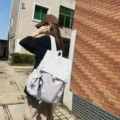 行途 休闲大容量多功能 尼龙 双肩包 常规 男女同款情侣款 黑色/白色