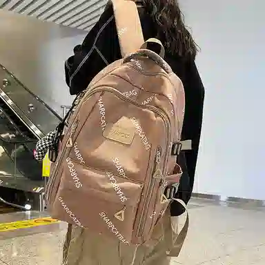 行途 简约旅行轻便休闲百搭 尼龙 双肩包 男女同款情侣款 黑色/白色/蓝色/卡其色