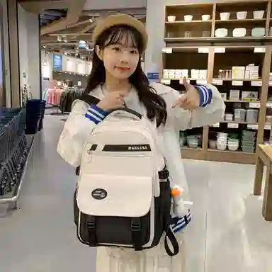 行途 简约高中双肩包小清新大学生尼龙书包大容量韩版初中生背包 女款 多色