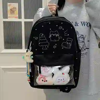 行途 高颜值可爱日系痛包学院透明 尼龙 双肩包 女款 多色