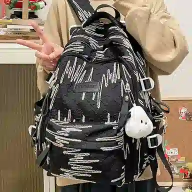 行途 大容量时尚双肩包休闲百搭尼龙男女背包高中生校园学生 多色