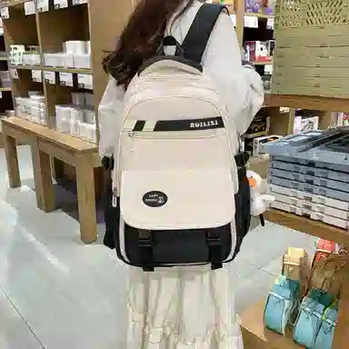 行途 简约高中双肩包小清新大学生尼龙书包大容量韩版初中生背包 女款 多色