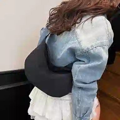 行途 潮牌学生简约百搭布袋背包休闲通勤腋下包 水洗布 斜挎单肩包 男女同款情侣款 黑色/白色/绿色/黄色/桔色