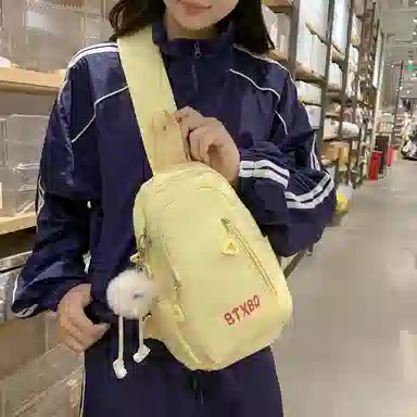 行途 小清新高颜值纯色学院风时尚百搭 斜挎手提单肩胸包 男女同款情侣款 多色 尼龙