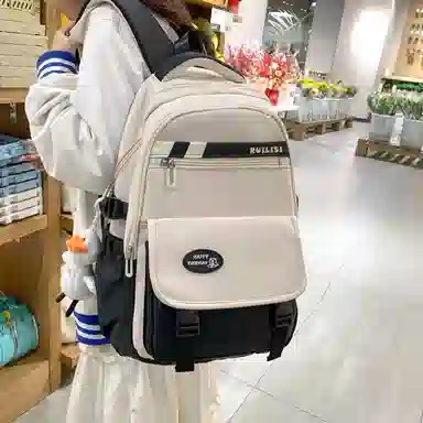 行途 简约高中双肩包小清新大学生尼龙书包大容量韩版初中生背包 女款 多色