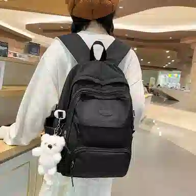 行途 小清新大容量百搭休闲 尼龙 双肩包 男女同款情侣款 黑色/白色/黄色/紫色/蓝色