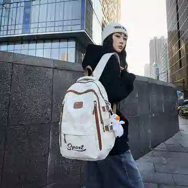 行途 高颜值学生大容量初高中大容量潮流印花学院风尼龙双肩包 男女同款 多色