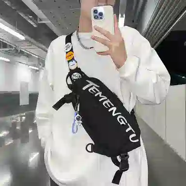 行途 情侣休闲 尼龙 胸包 常规 男女同款情侣款 黑色/白色/蓝色/红色