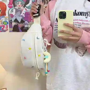 行途 可爱卡通休闲运动斜挎包轻便旅行胸前防水 帆布 帆布包腰包 女款 多色