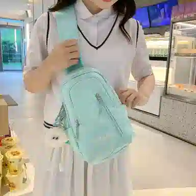 行途 小清新高颜值纯色学院风时尚百搭 斜挎手提单肩胸包 男女同款情侣款 多色 尼龙