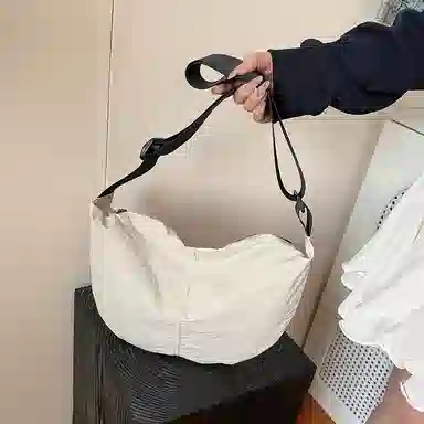 行途 潮牌学生简约百搭布袋背包休闲通勤腋下包 水洗布 斜挎单肩包 男女同款情侣款 黑色/白色/绿色/黄色/桔色