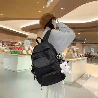 行途 小清新大容量百搭休闲 尼龙 双肩包 男女同款情侣款 黑色/白色/黄色/紫色/蓝色