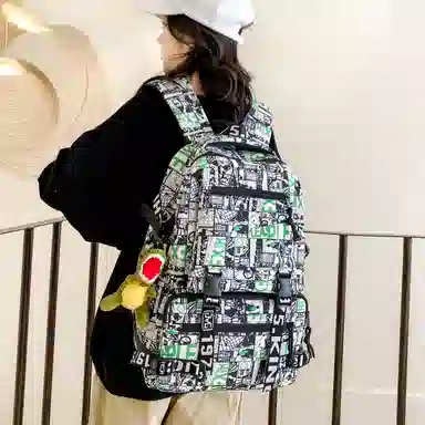 行途 百搭轻便休闲简约大容量 尼龙 双肩包 男女同款情侣款 黑色/深蓝色/宝蓝色/绿色