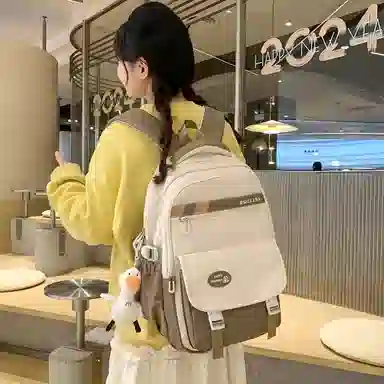 行途 简约高中双肩包小清新大学生尼龙书包大容量韩版初中生背包 女款 多色