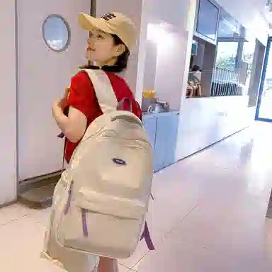 行途 大学生百搭日系高中生韩版中学生少年感 女款 尼龙 双肩包 黑色/蓝色/白色/紫色