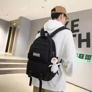 行途 大容量时尚潮流休闲简约 尼龙 双肩包 男女同款情侣款 黑色/白色/紫色/灰色