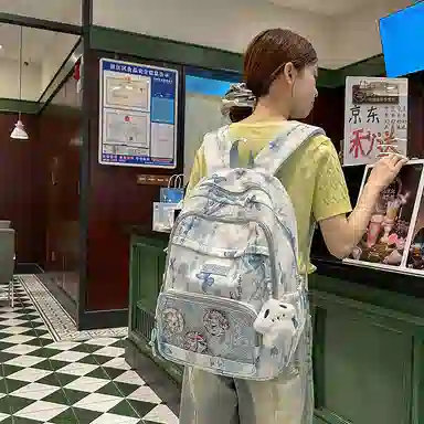 行途 新中式国风简约 条绒 双肩包 男女同款情侣款 灰色/粉色/卡其色/黄色/蓝色/绿色