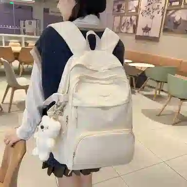 行途 小清新大容量百搭休闲 尼龙 双肩包 男女同款情侣款 黑色/白色/黄色/紫色/蓝色