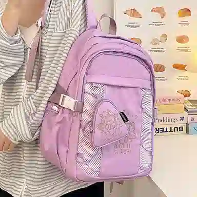 行途 百搭轻便休闲简约 尼龙 双肩包 女款 粉色/蓝色/黑色/紫色/米白色