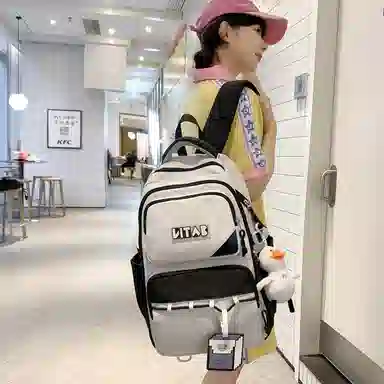 行途 韩版简约大容量中学生初中生减负高中 尼龙 双肩包 女款 黑色/桔色/红色/卡其色/绿色