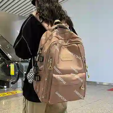 行途 简约旅行轻便休闲百搭 尼龙 双肩包 男女同款情侣款 黑色/白色/蓝色/卡其色