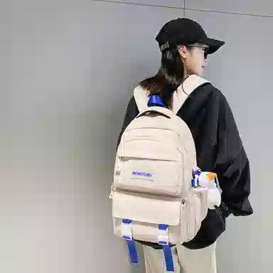 行途 大容量时尚潮流休闲简约 尼龙 双肩包 男女同款情侣款 黑色/白色/紫色/灰色