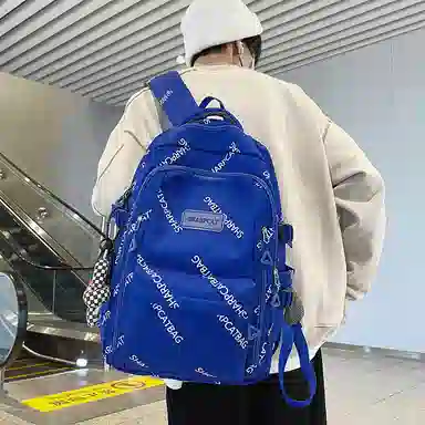 行途 简约旅行轻便休闲百搭 尼龙 双肩包 男女同款情侣款 黑色/白色/蓝色/卡其色