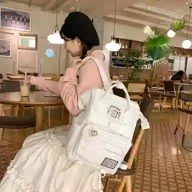 行途 百搭学院风高颜值 尼龙 双肩包 常规 女款 黑色/白色/黄色