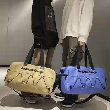 行途 大容量干湿分离 牛津布 手提单肩斜挎旅行包健身包 大号 男女同款情侣款 黑色/白色/蓝色/卡其色