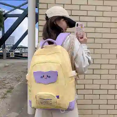 行途 学生书包女日系双肩包尼龙时尚潮流百搭休闲背包大容量中学生背包 多色