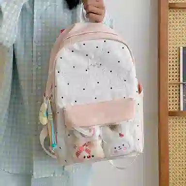 行途 高颜值可爱日系痛包学院透明 尼龙 双肩包 女款 多色